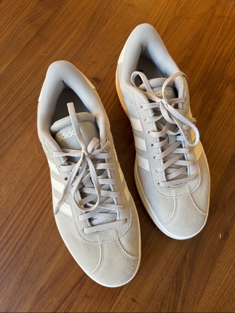 adidas Light Gray Suede Low-Top Sneakers